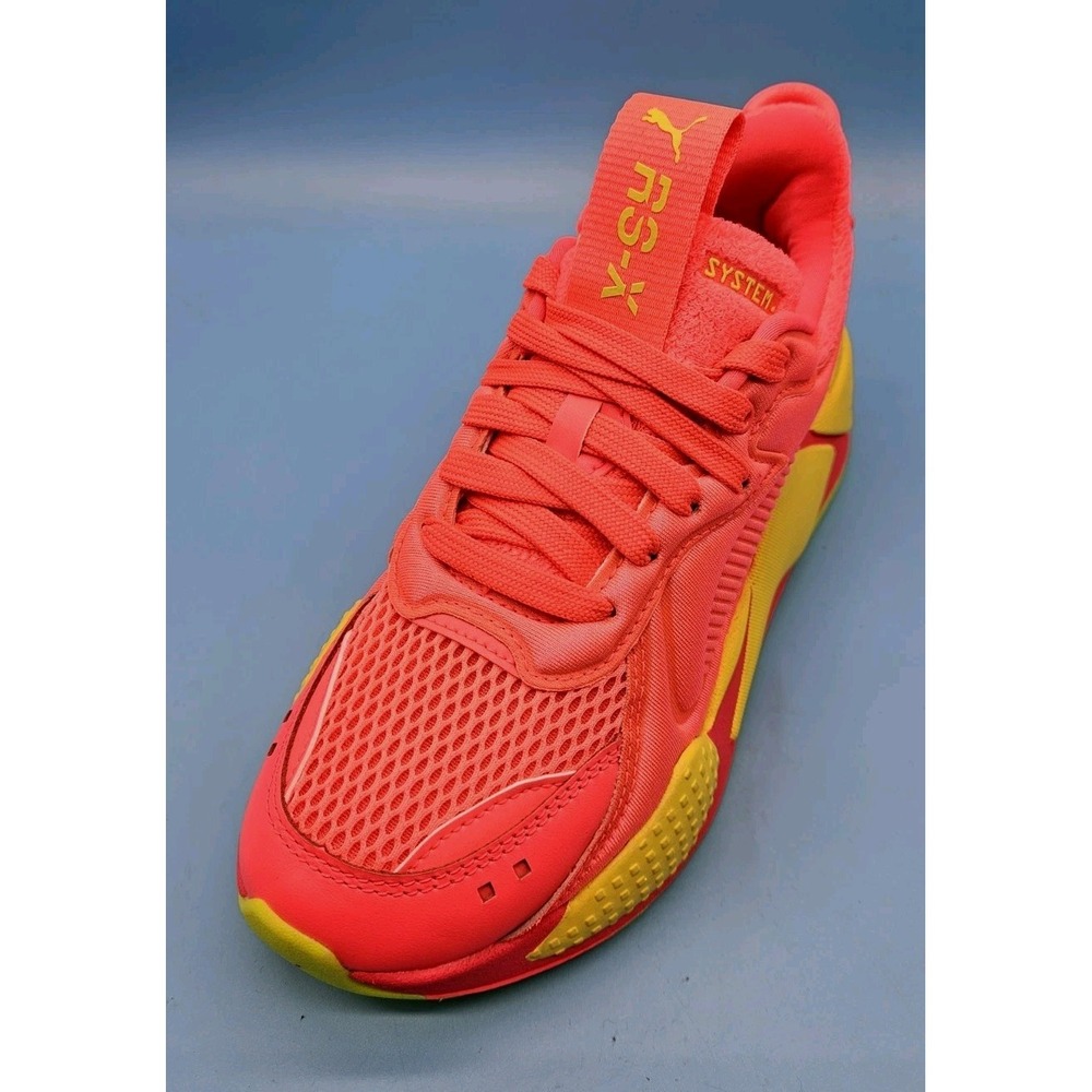 New Puma RSX Soft Case Pink Alert Yellow Running Shoes Size 5.5 Womens 371983-01